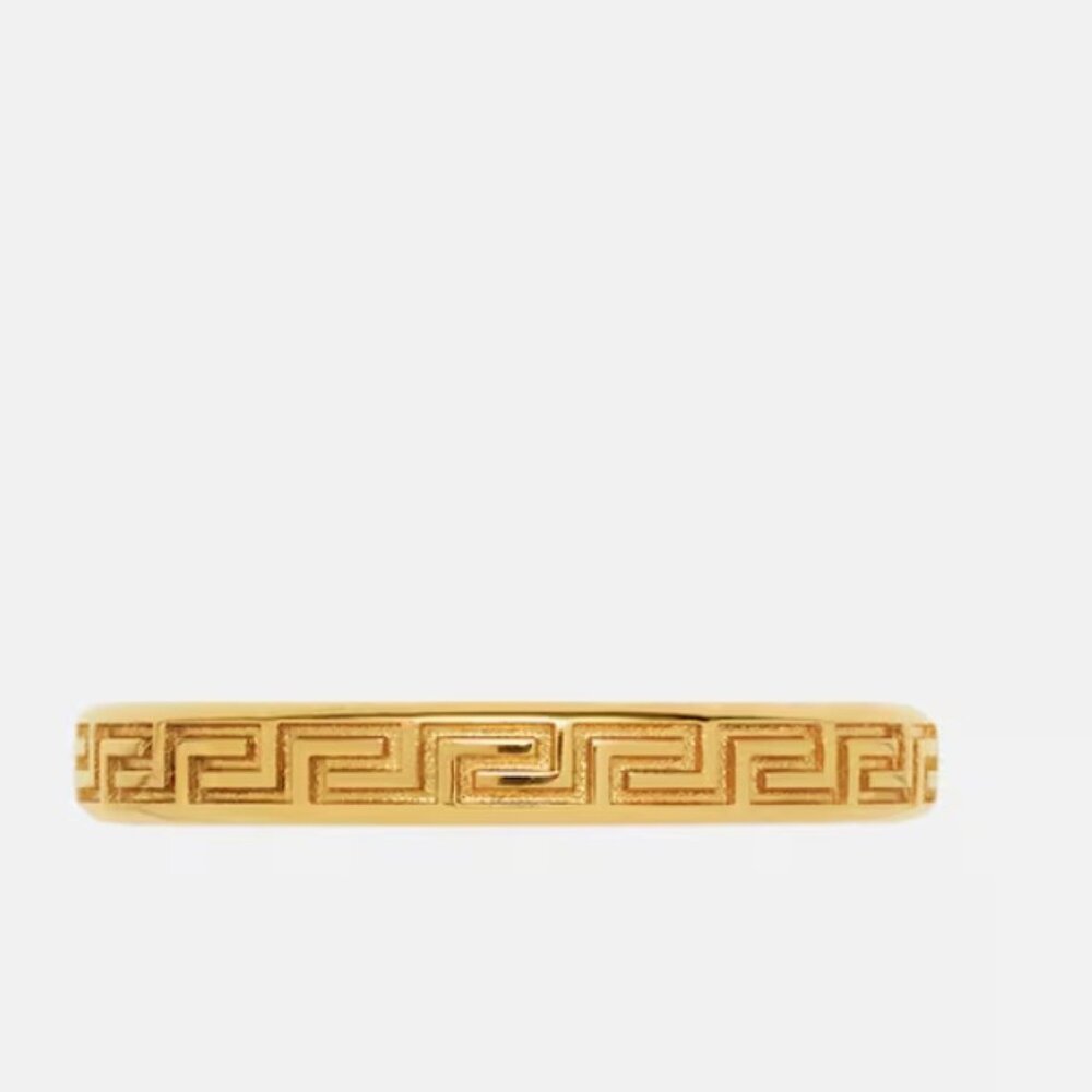 Versace Greca and Versace Logo Engraved on the Inner Band Ring Italy Sz 19